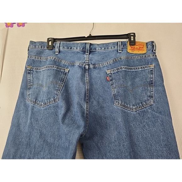Levis 550 Relaxed Fit Medium Wash Denim Blue Jeans Mens Size 46X32 BIG & TALL - Picture 12 of 13